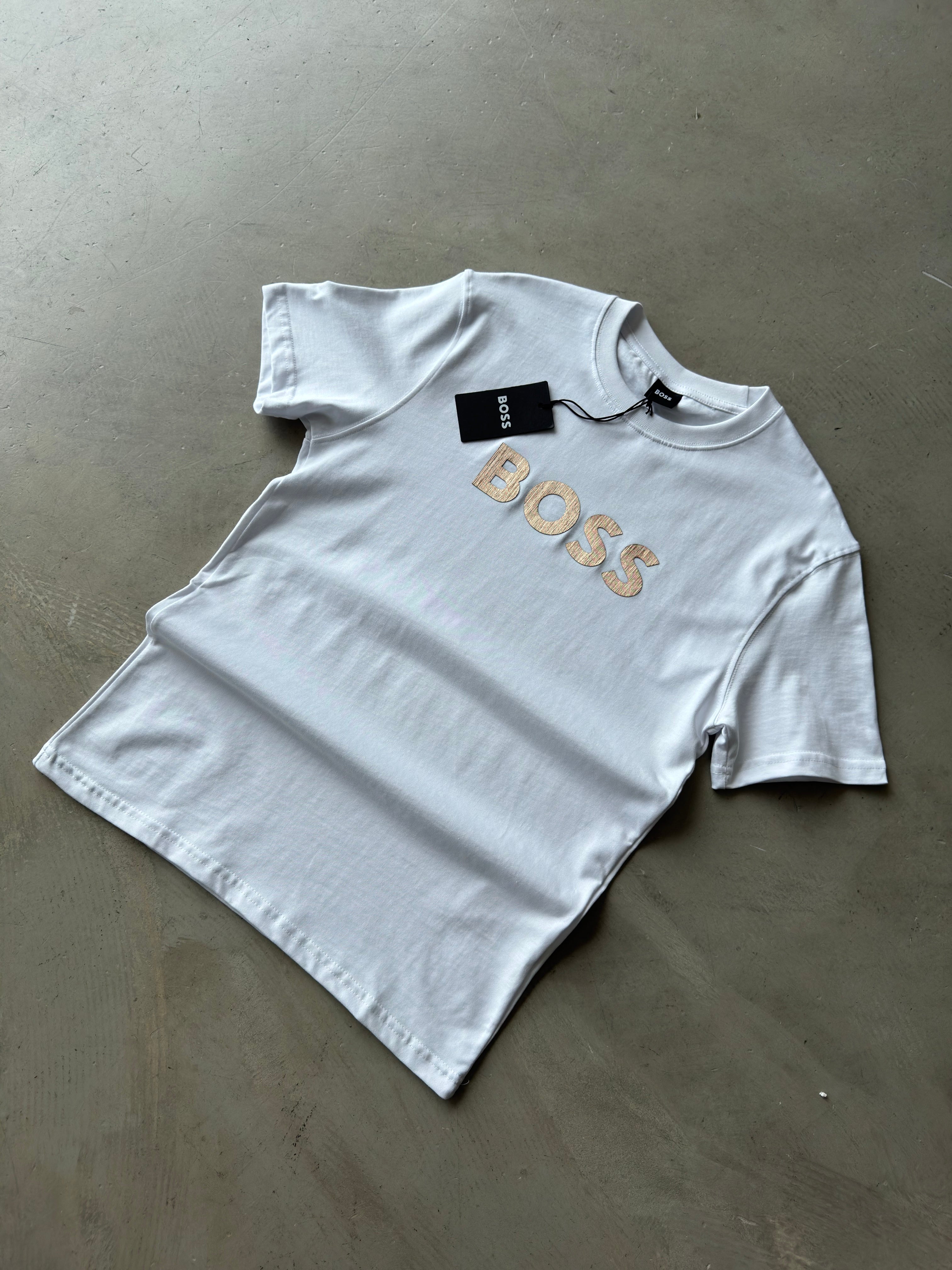 Boss Geçişli Beyaz tshirt (Premium)