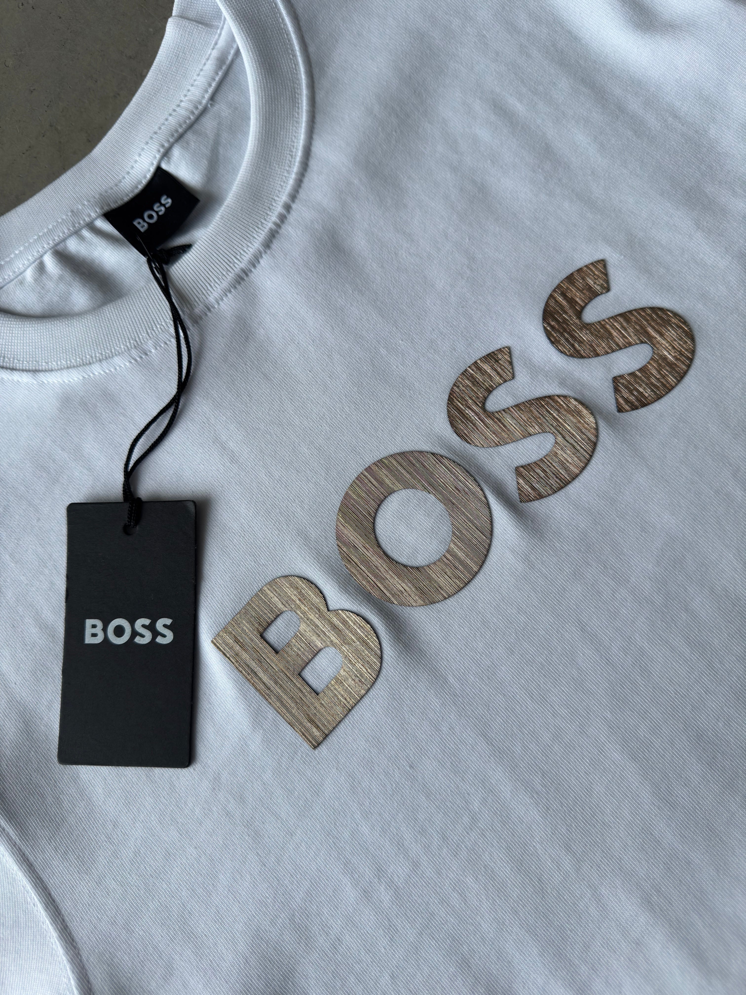 Boss Geçişli Beyaz tshirt (Premium)
