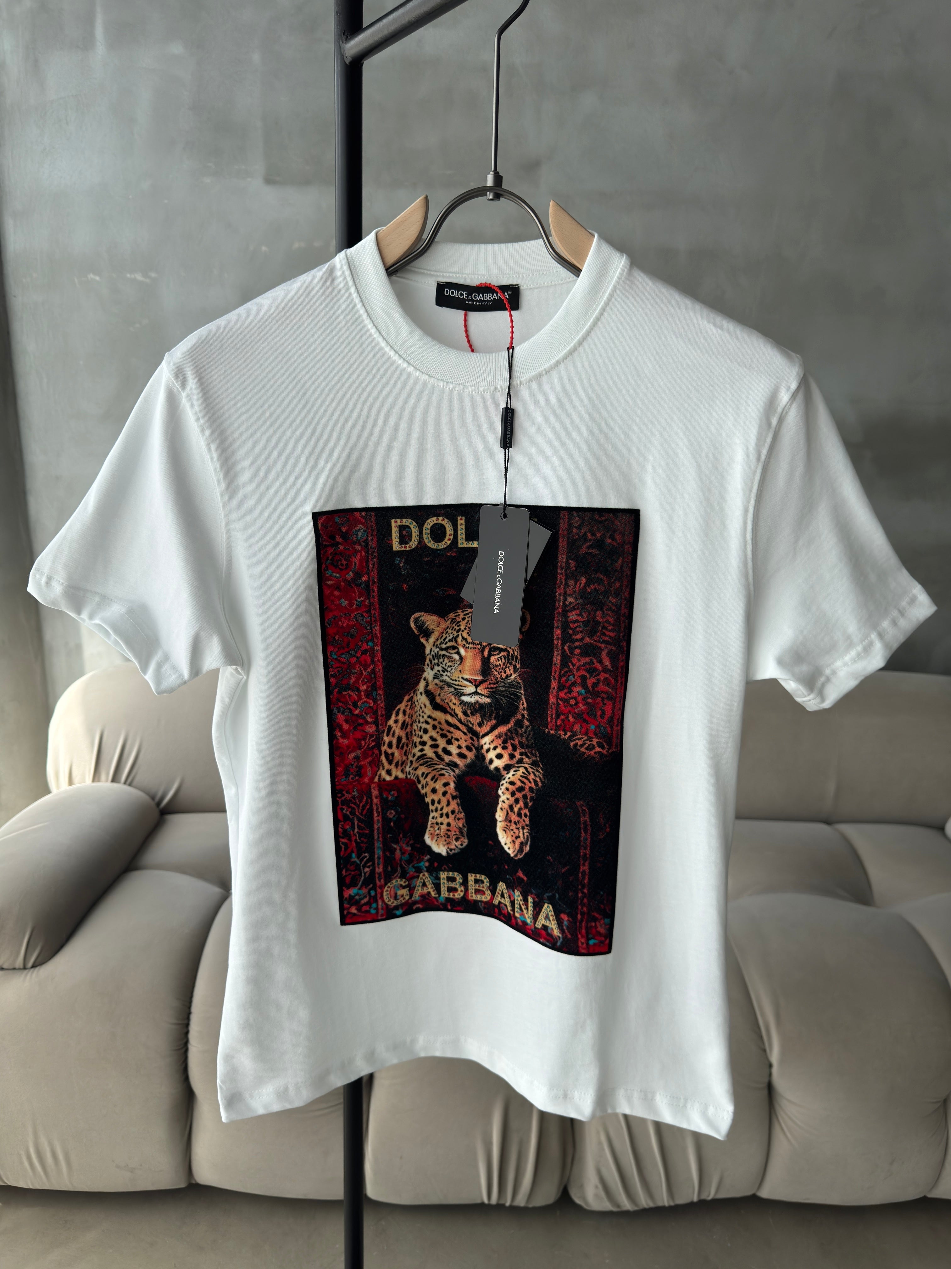 D&G Leopar beyaz tshirt (premium)