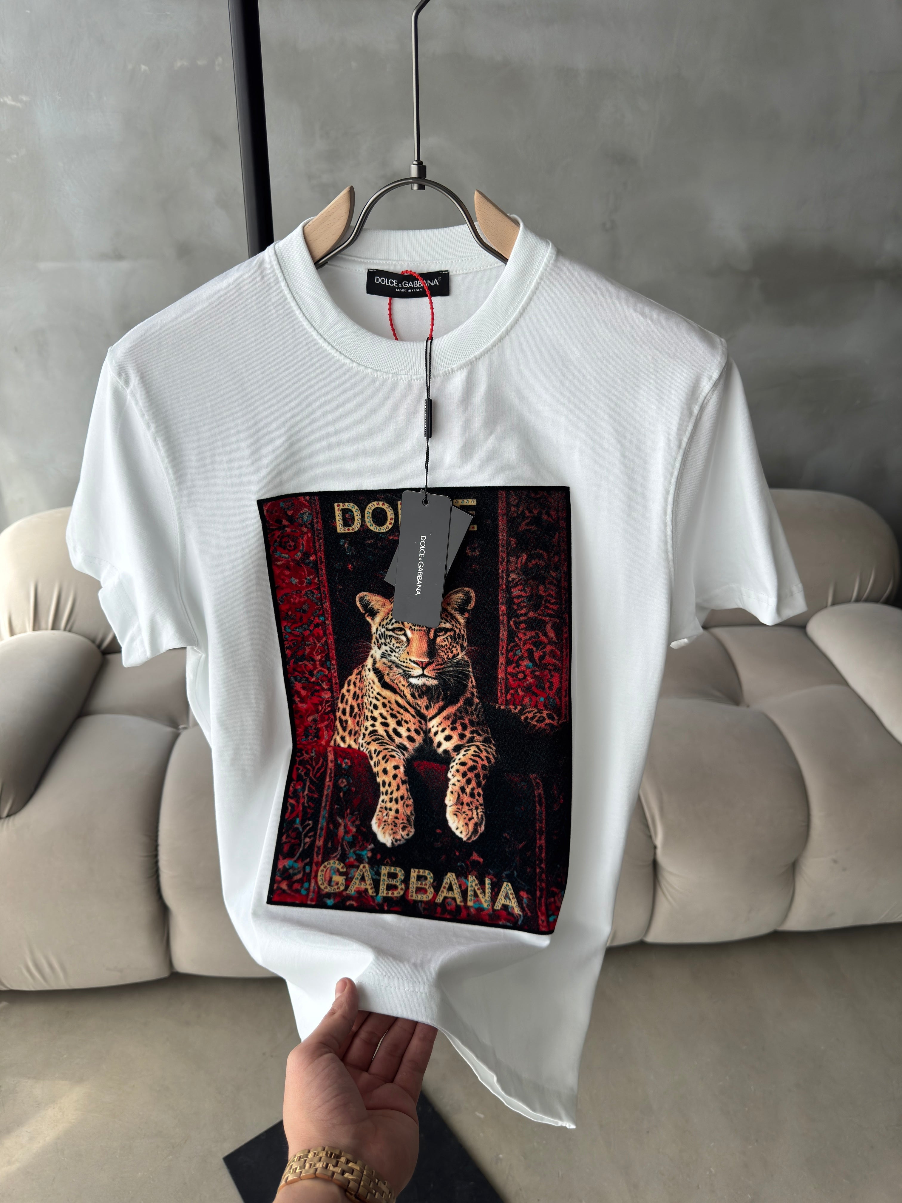D&G Leopar beyaz tshirt (premium)