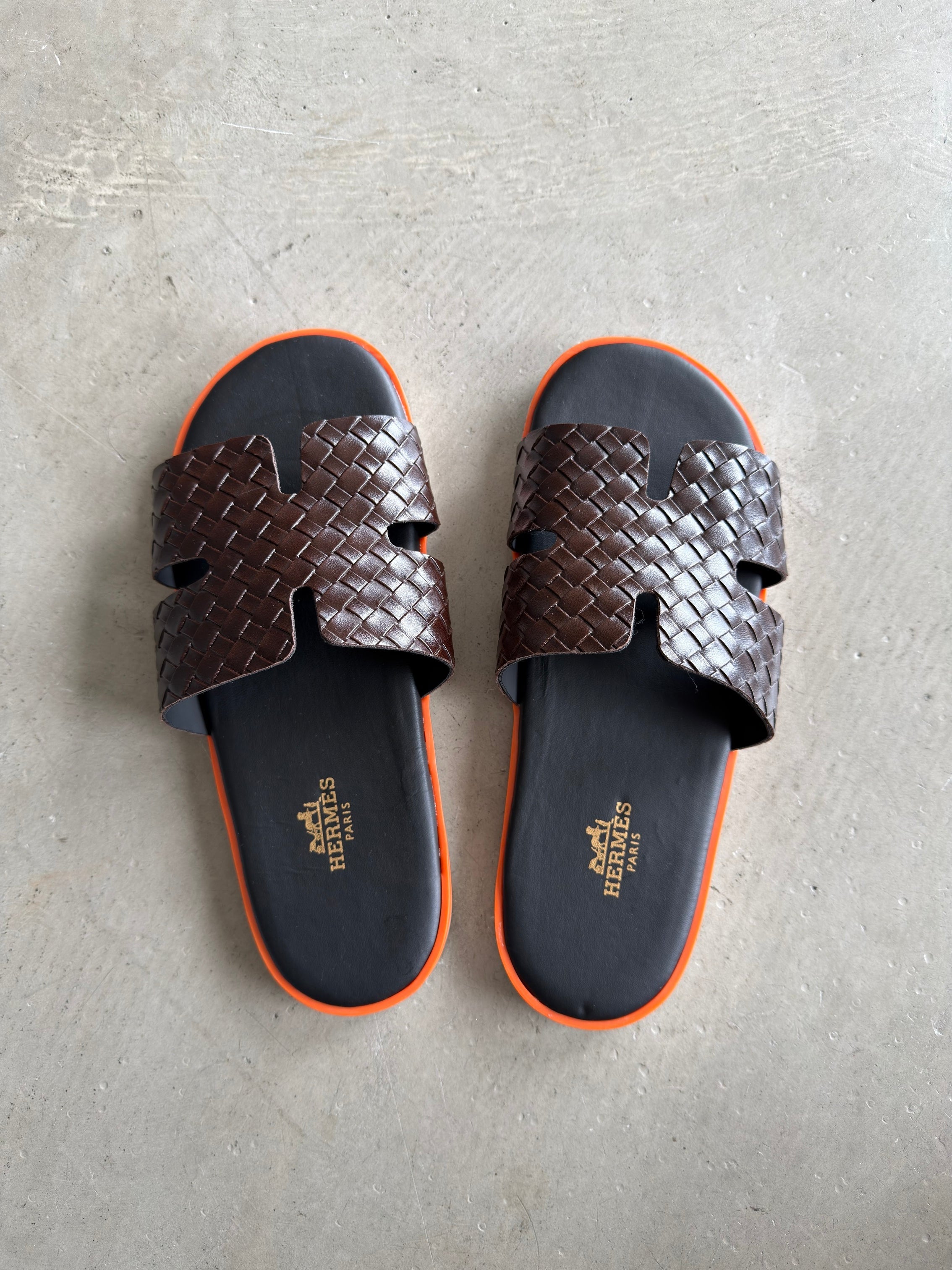 Hermes Kahve Deri Terlik