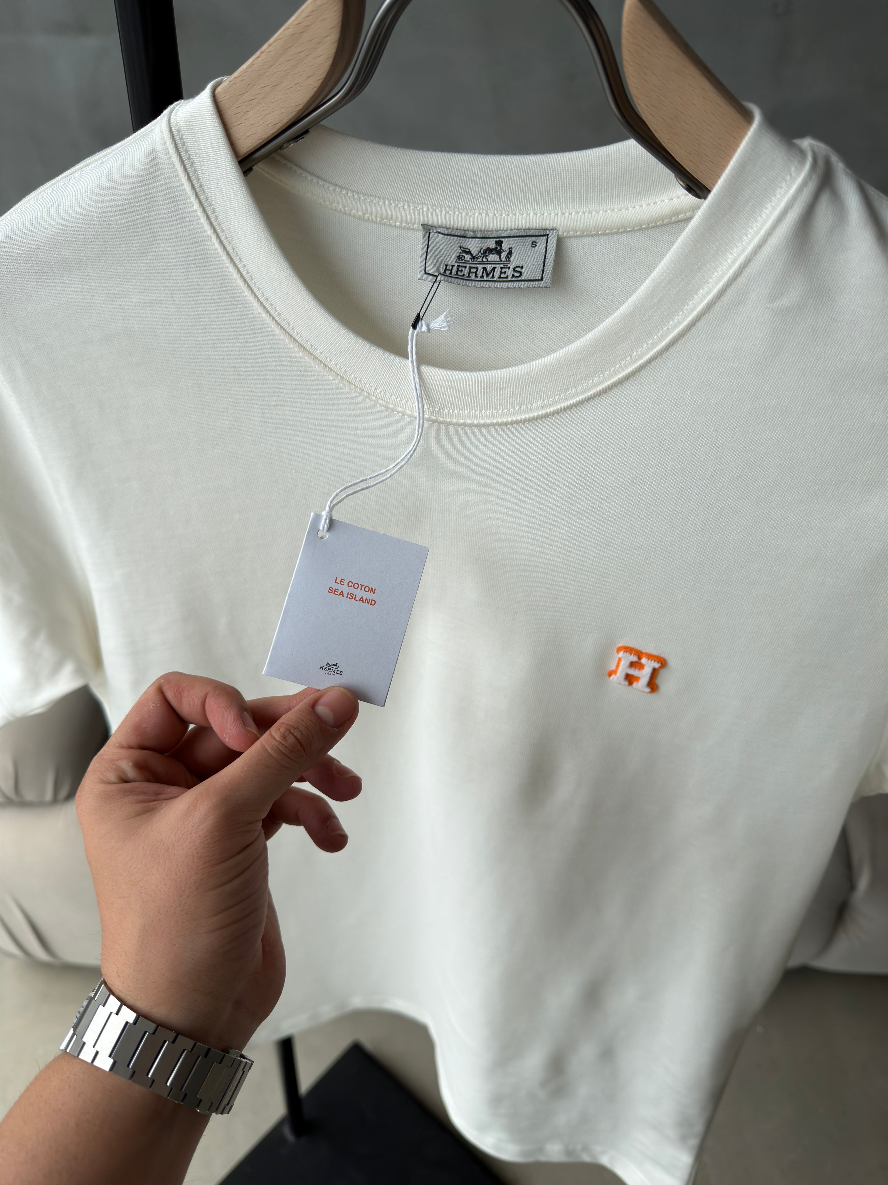 Hermes Logo Beyaz Tshirt (premium)