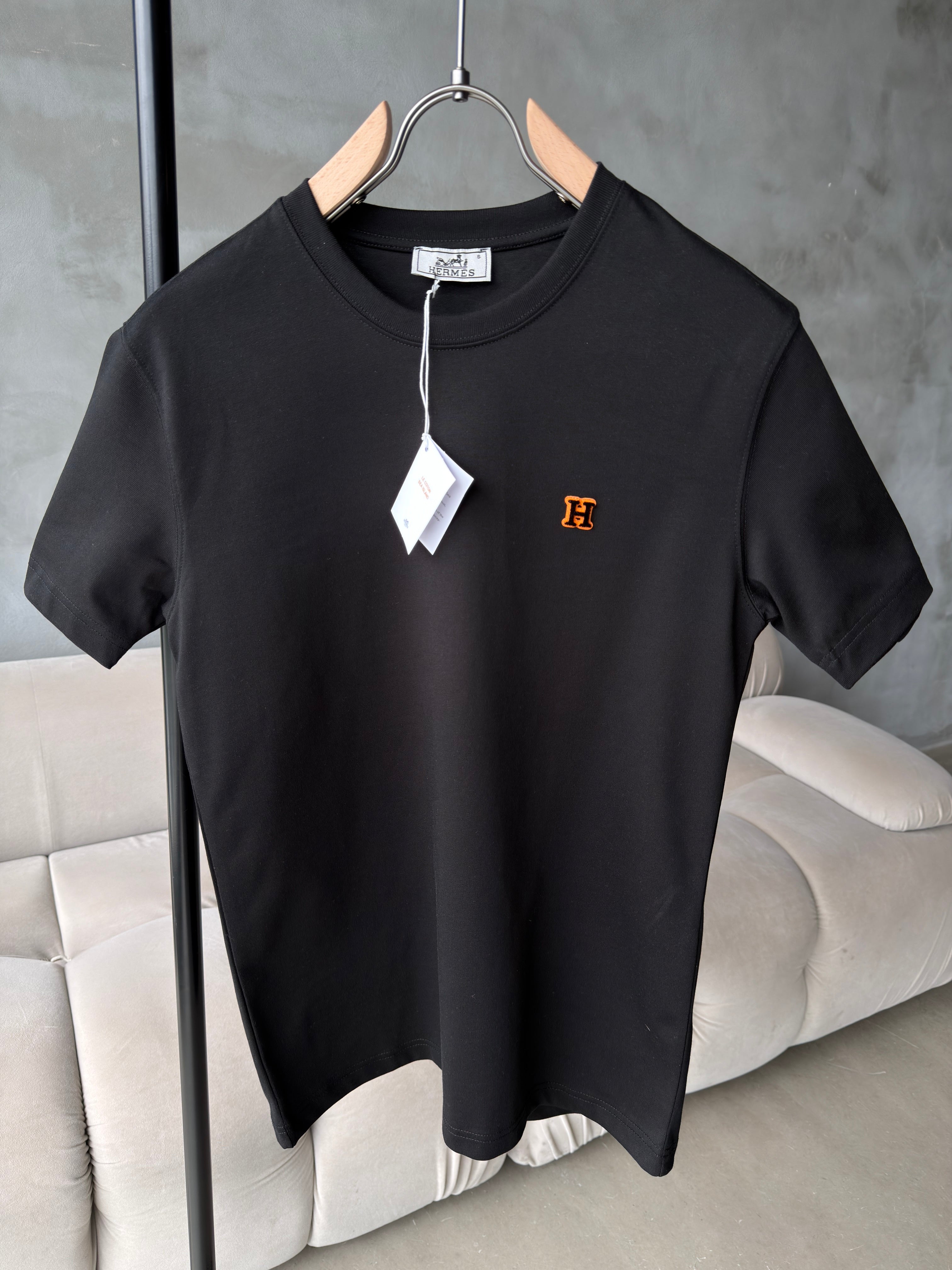 Hermes Logo siyah Tshirt (premium)
