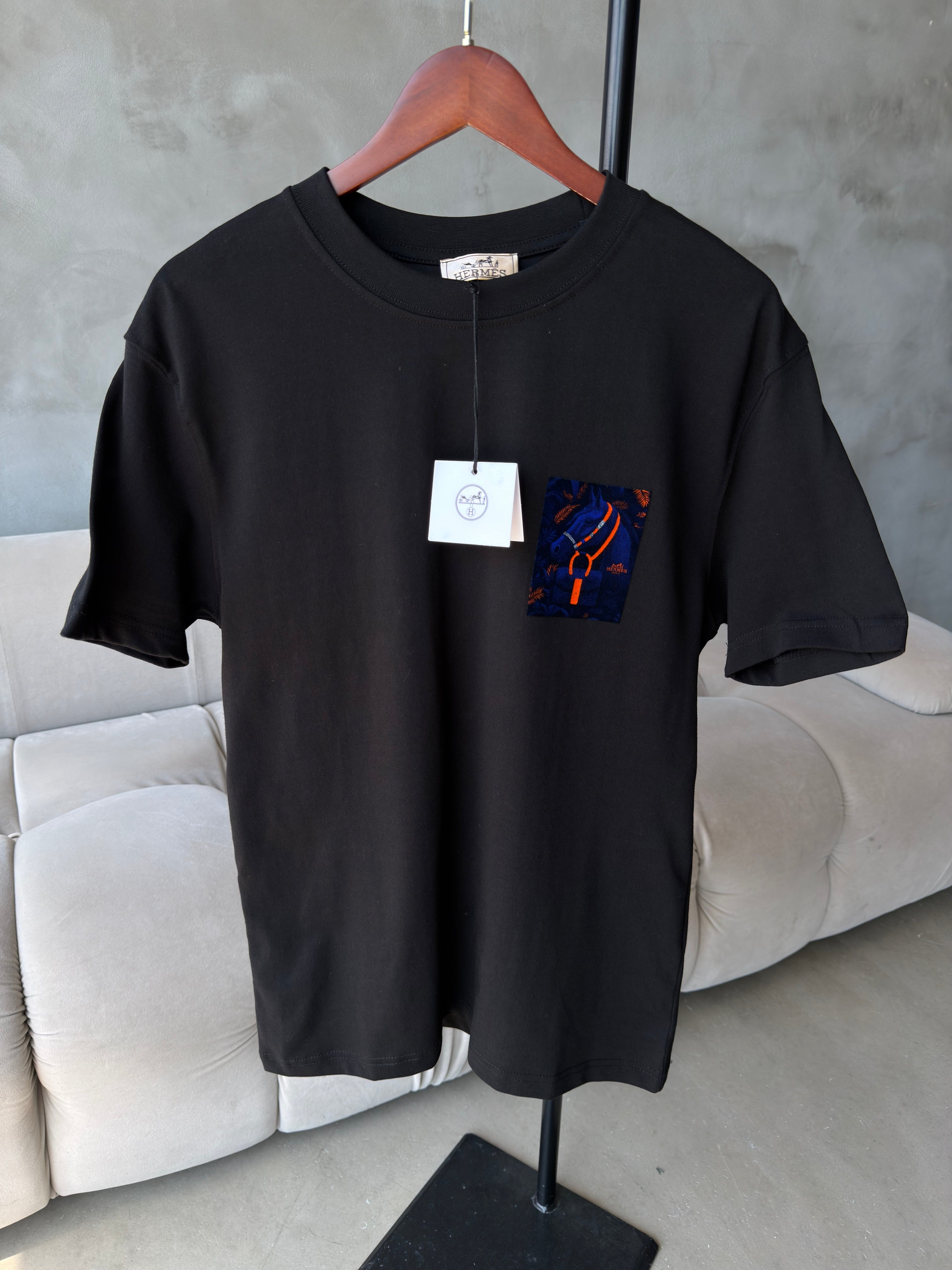 HERMES SİYAH LOGO T-SHIRT