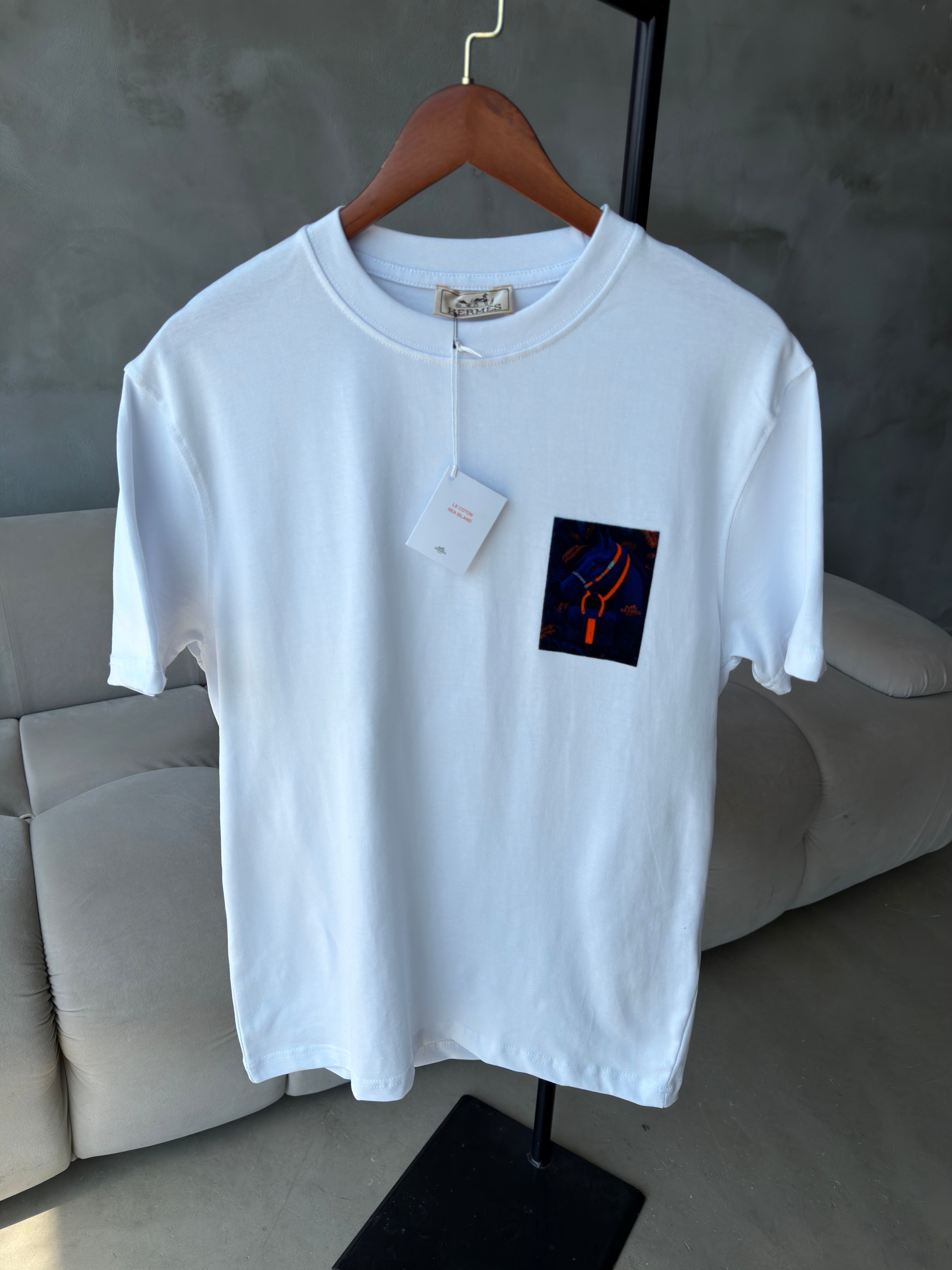HERMES BEYAZ LOGO  T-SHIRT