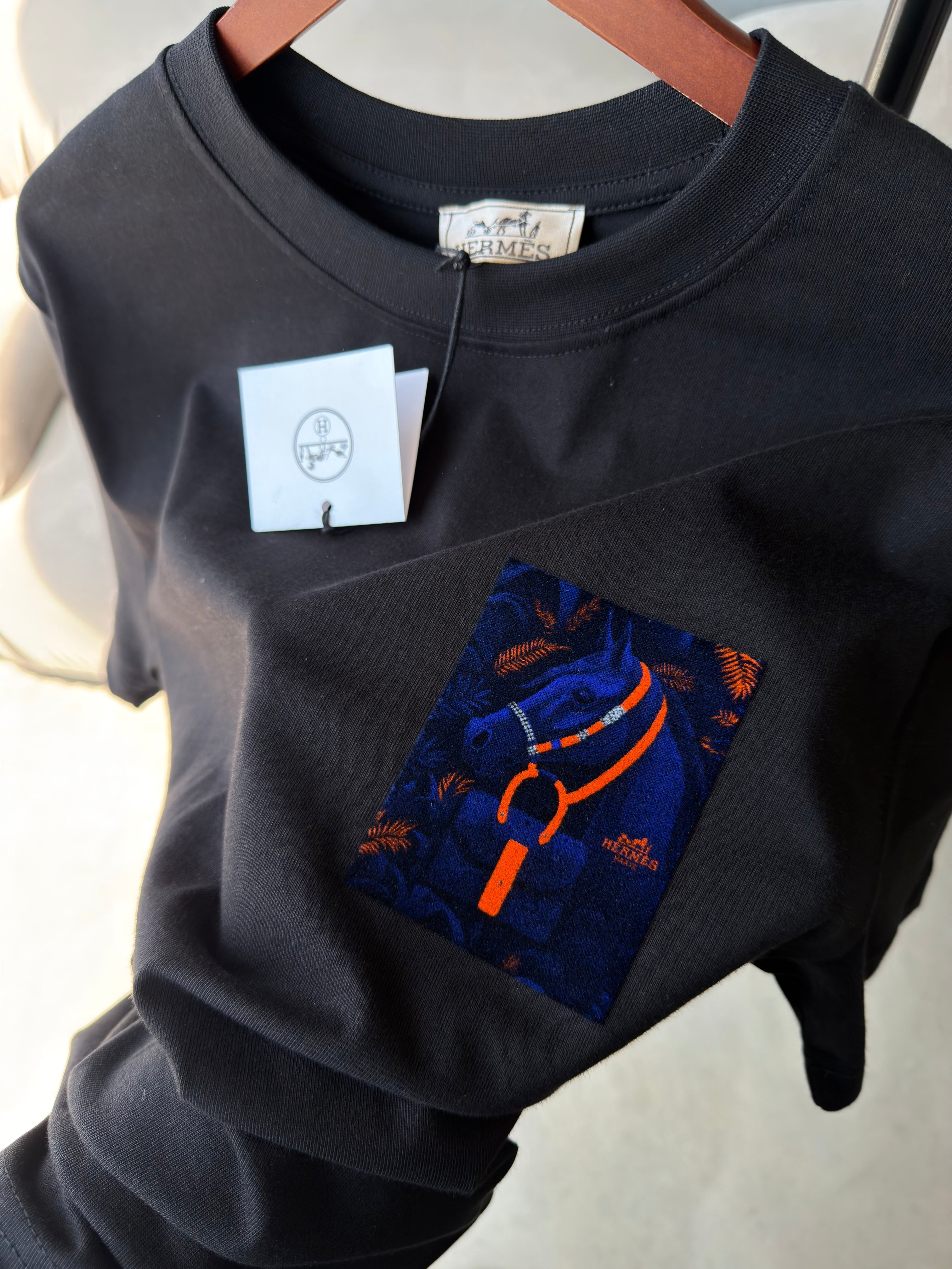 HERMES SİYAH LOGO T-SHIRT