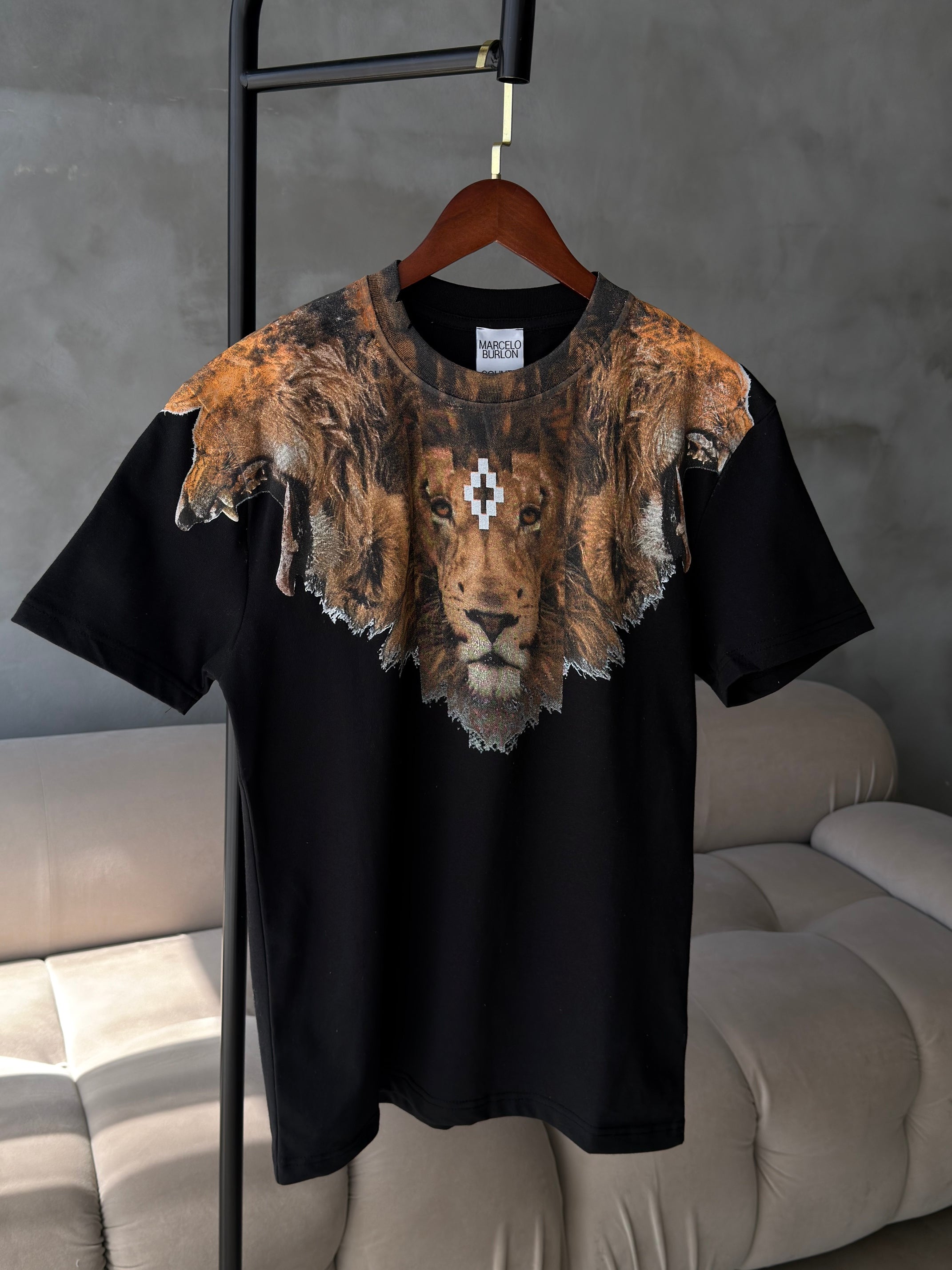 Marcelo Burlon Aslan Baskılı Siyah Tshirt (premium)