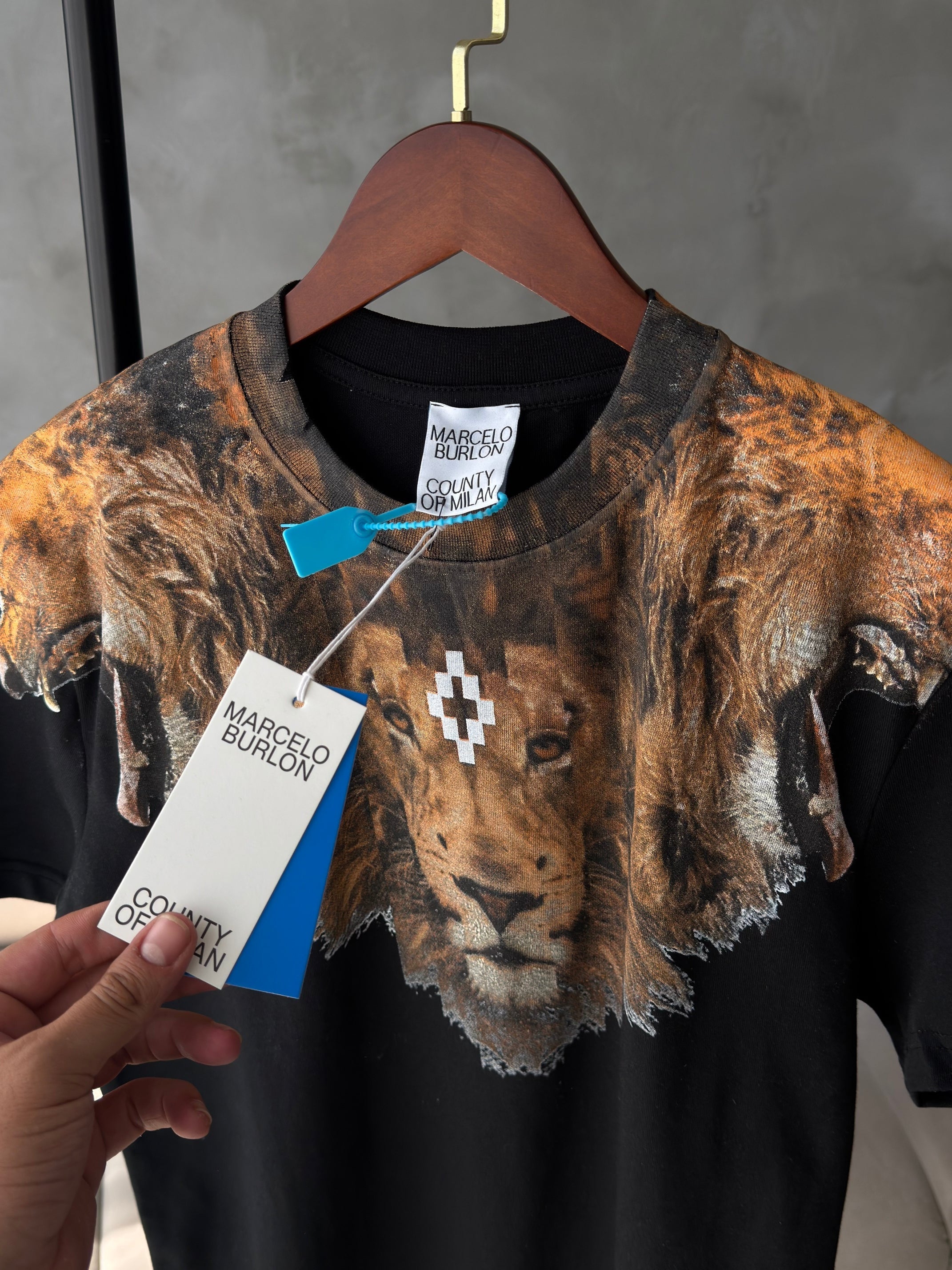 Marcelo Burlon Aslan Baskılı Siyah Tshirt (premium)