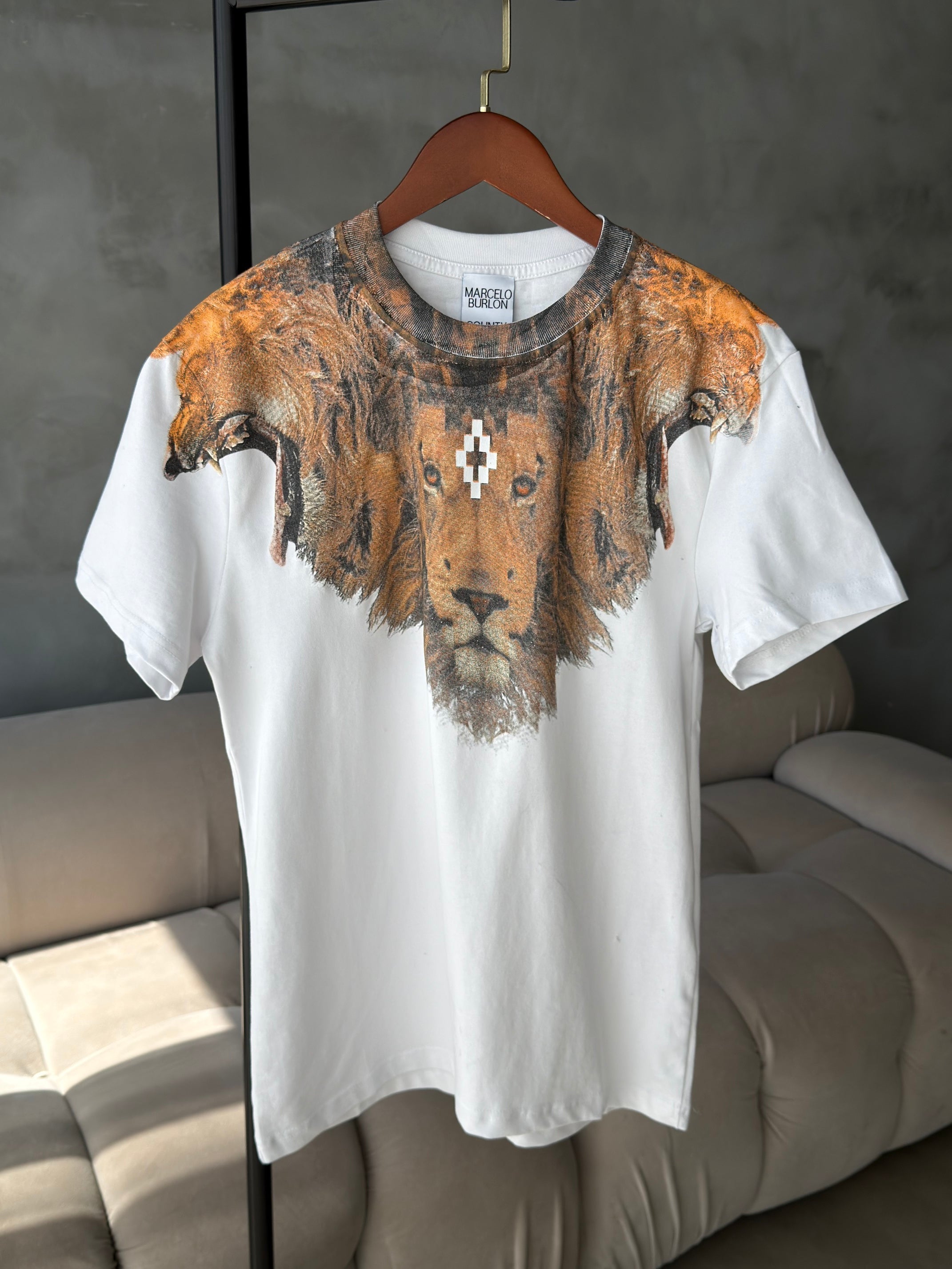 Marcelo Burlon Aslan Baskılı Beyaz Tshirt (premium)